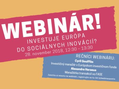 Pozývame vás na ďalší webinár! Financuje Európa sociálne inovácie?