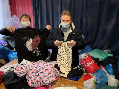 We collected more than 600 bags of clothes and other necessities