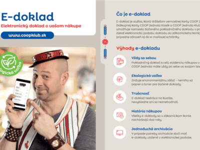 Zákazníci COOP Jednoty využívajú e-doklad